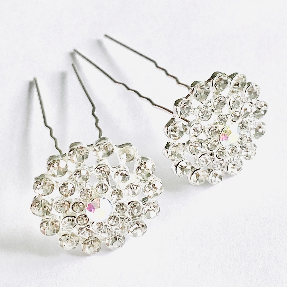 Crystal Floral Metal Hair Pins